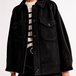 Abercrombie & Fitch Black Utility Jacket Wool Blend New with Tags